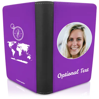 (UK Standard 21cm) (Globe and Compass Icon) Purple (Personalised with Text)