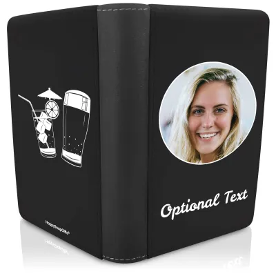 (UK Standard 21cm) (Drinks Icon) Black (Personalised with Text)