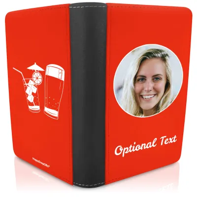 (UK Standard 21cm) (Drinks Icon) Red (Personalised with Text)