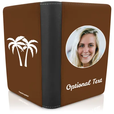 (UK Standard 21cm) (Palm Trees Icon) Brown (Personalised with Text)