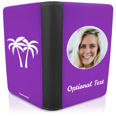 (UK Standard 21cm) (Palm Trees Icon) Purple (Personalised with Text)