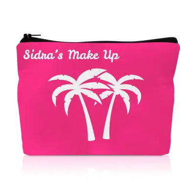 Small (20cm x 14cm) (Palm Trees Icon) Hot Pink (Fuchsia) Mock Suede Polyester Fabric (Personalised with Text)