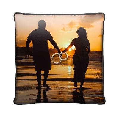 (25cm Square) Black & Gold Soft Velvet Polyester Fabric (Personalised with Text)