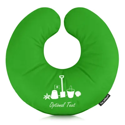 (25cm) (Bucket & Spade Icon) Bright Green Soft Velvet Polyester Fabric (Personalised with Text)