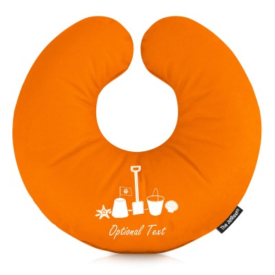 (20cm) (Bucket & Spade Icon) Orange Soft Velvet Polyester Fabric (Optional Personalised Gift Text)