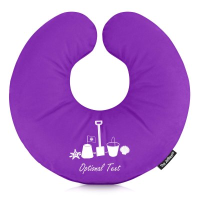 (25cm) (Bucket &amp; Spade Icon) Purple Soft Velvet Polyester Fabric (Personalised with Text)