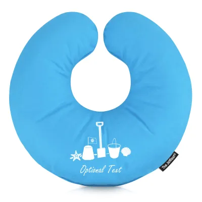 (25cm) (Bucket & Spade Icon) Sky Blue Soft Velvet Polyester Fabric (Personalised with Text)