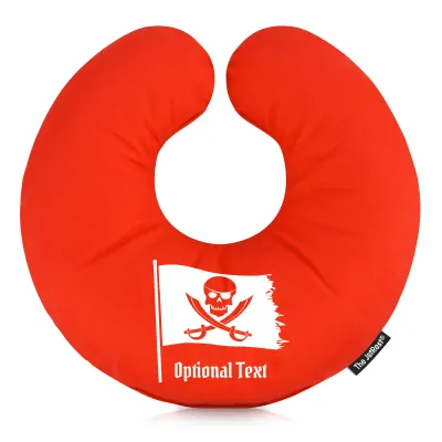 (25cm) (Pirate Design) Red Soft Velvet Polyester Fabric (Personalised with Text)