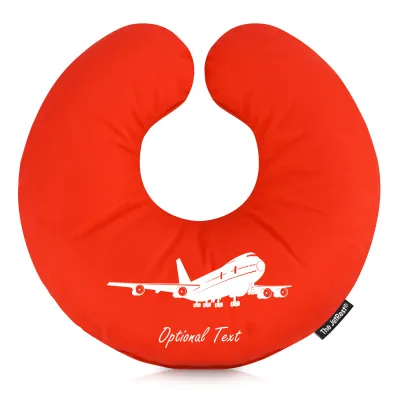 (25cm) (Plane Icon) Red Soft Velvet Polyester Fabric (Personalised with Text)