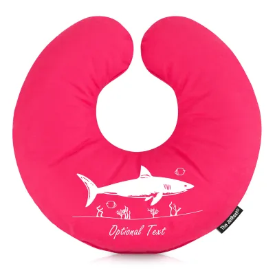 (25cm) (Shark Icon) Hot Pink (Fuchsia) Soft Velvet Polyester Fabric (Personalised with Text)