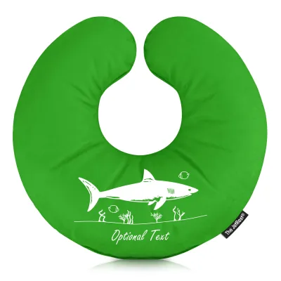 (25cm) (Shark Icon) Bright Green Soft Velvet Polyester Fabric (Personalised with Text)