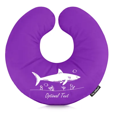 (25cm) (Shark Icon) Purple Soft Velvet Polyester Fabric (Personalised with Text)