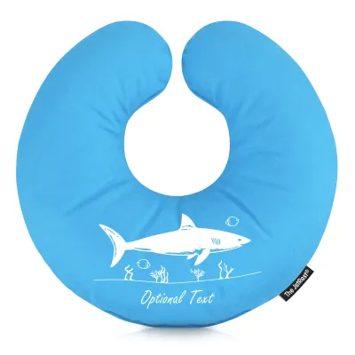(25cm) (Shark Icon) Sky Blue Soft Velvet Polyester Fabric (Personalised with Text)
