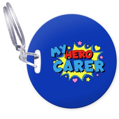 (10cm Circle) (Carer) with Clear Loop (Personalised with Text)