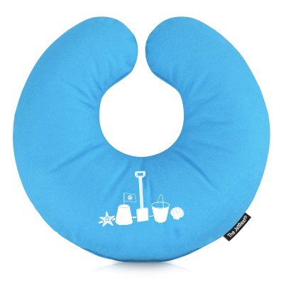 (30cm) (Bucket & Spade Icon) Sky Blue Soft Velvet Polyester Fabric (Personalised with Text)