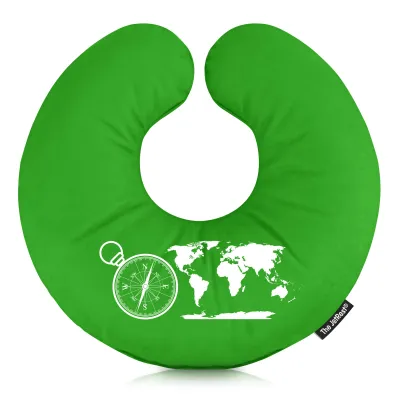 (30cm) (Globe and Compass Icon) Bright Green Soft Velvet Polyester Fabric (Personalised with Text)