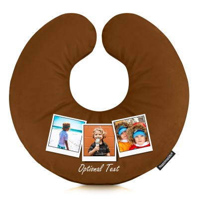 (30cm) (Polaroid Style Photo Print) Brown Soft Velvet Polyester Fabric (Personalised with Text)