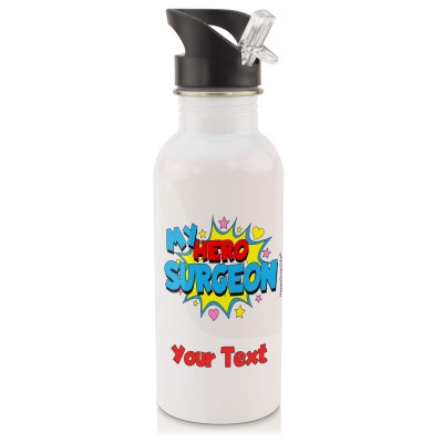 in White (600ml) with Drinking Straw (Surgeon) (Personalised with Text)