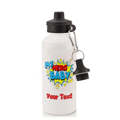 in White (600ml) with Screw Cap (Baby) (Personalised with Text)