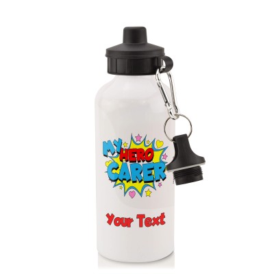 in White (600ml) with Screw Cap (Carer) (Personalised with Text)