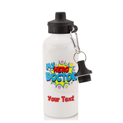 in White (600ml) with Screw Cap (Doctor) (Personalised with Text)