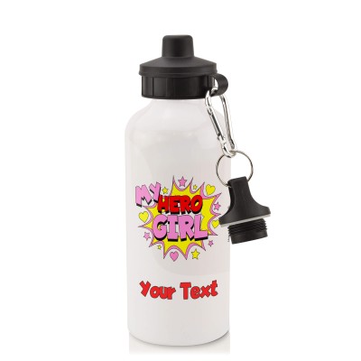 in White (600ml) with Screw Cap (Girl) (Personalised with Text)