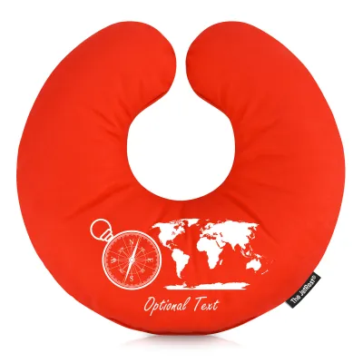 (30cm) (Globe and Compass Icon) Red Soft Velvet Polyester Fabric
