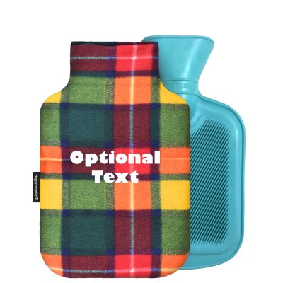 - 750ml Highlight (Stock Available Colour) - Tartan Check Fleece Fabric and Removable Cover (Personalised with Text)