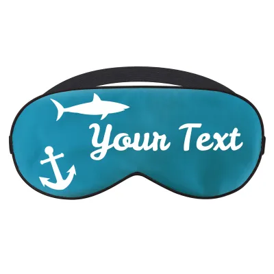 with Sharks and Anchor Print - Peacock Blue (Personalised with Text)