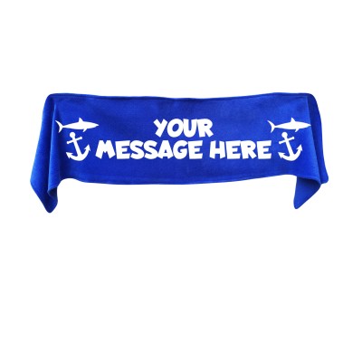 Small (75cm x 15cm) with Sharks and Anchor Print - Royal Blue Fleece Fabric (Personalised with Text)