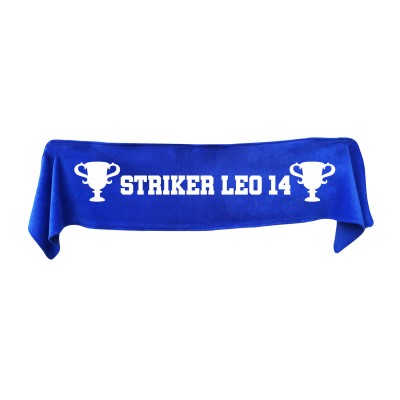 Small (75cm x 15cm) Football Theme - Royal Blue Fleece Fabric (Personalised with Text)