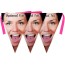 Face Bunting Triangle 28cm Mock Suede Polyester Fabric with Baby Pink Ribbon Personalised with Text