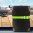 The JetRest® Key Locking TSA Luggage Strap in bright green colour shown on case